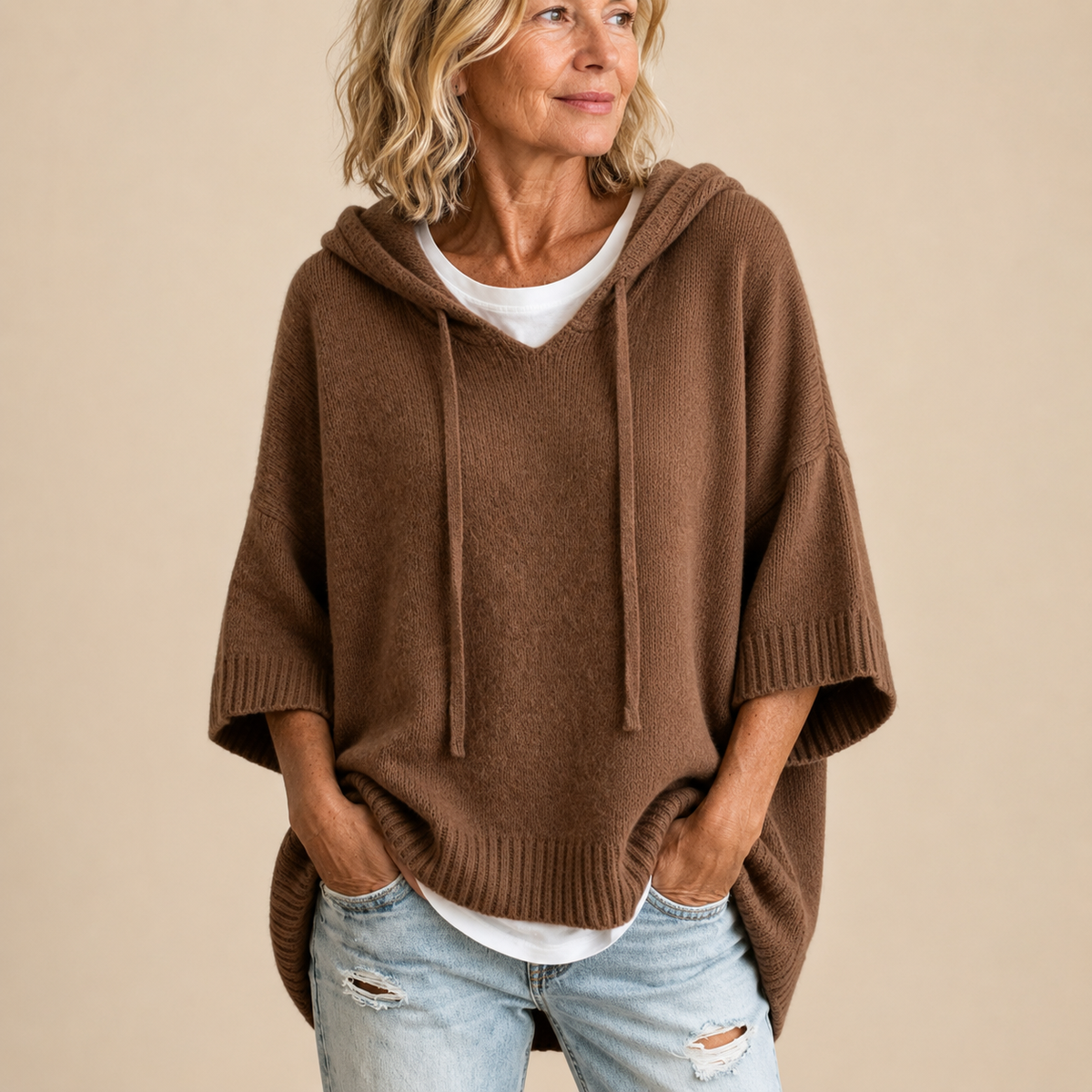 Lucille - Hooded Knit Poncho