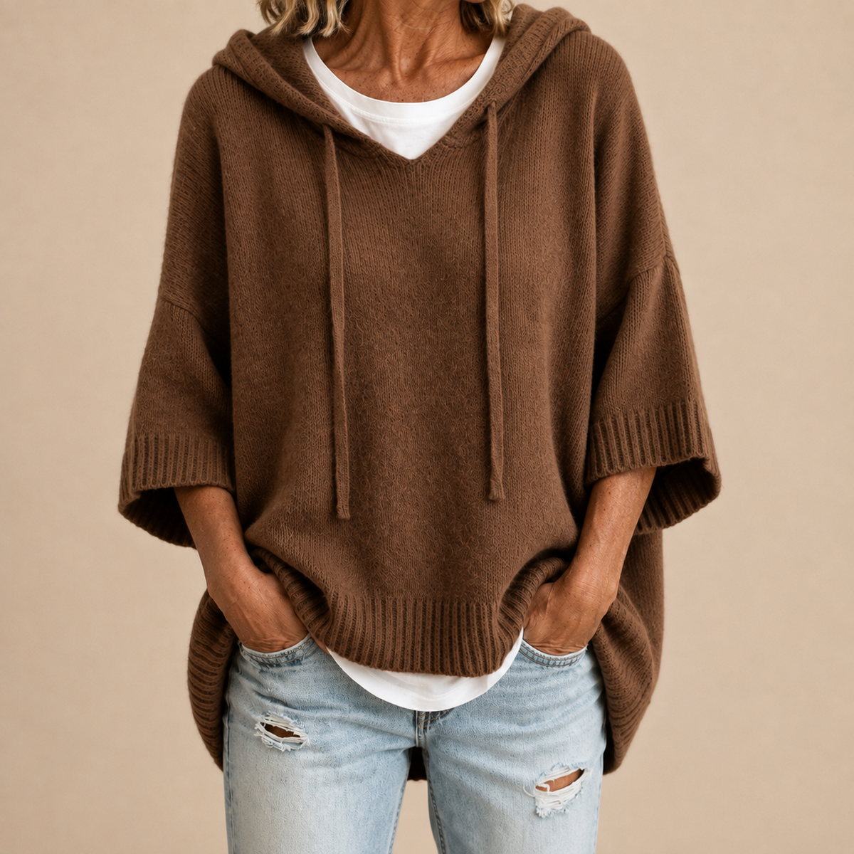 Lucille - Hooded Knit Poncho