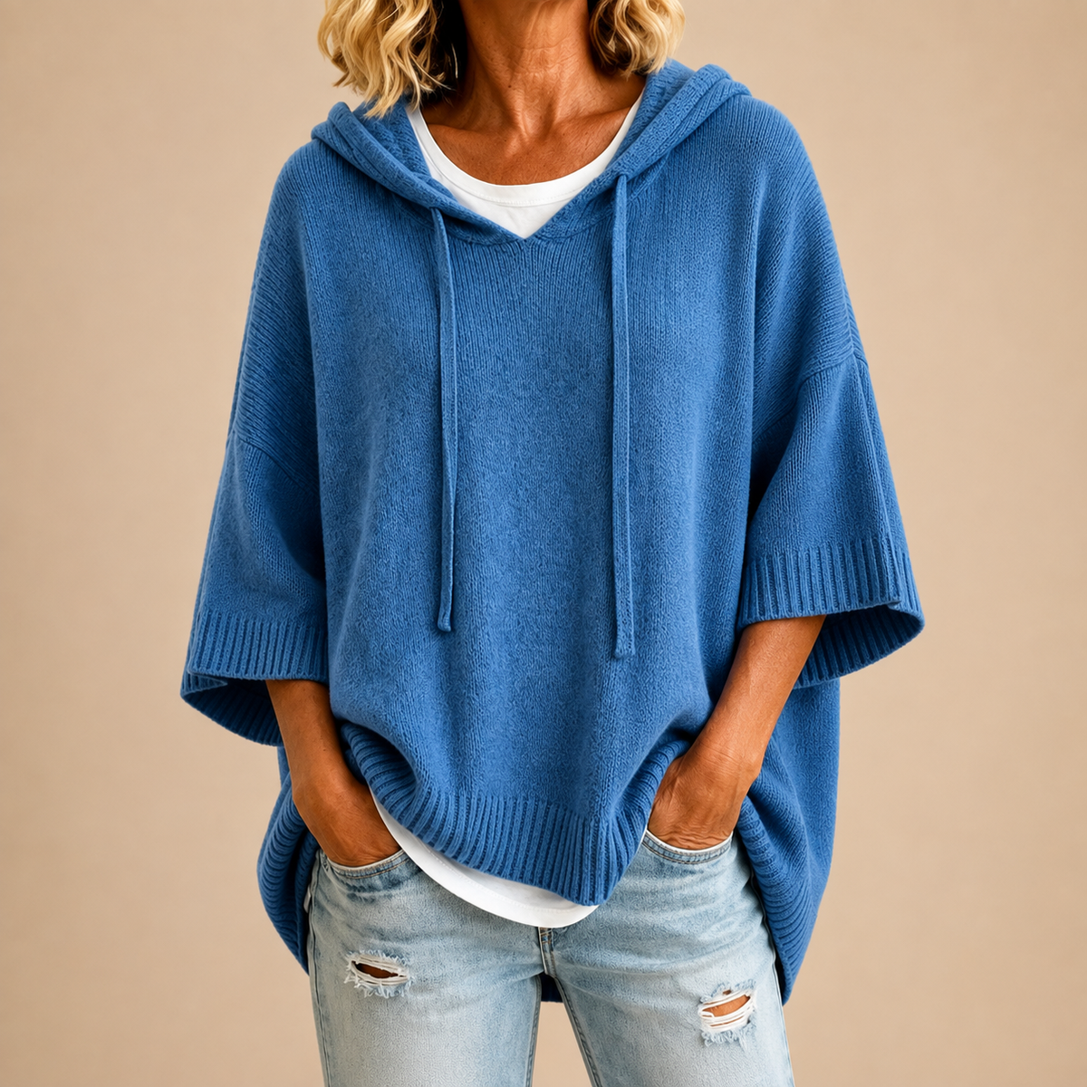 Lucille - Hooded Knit Poncho