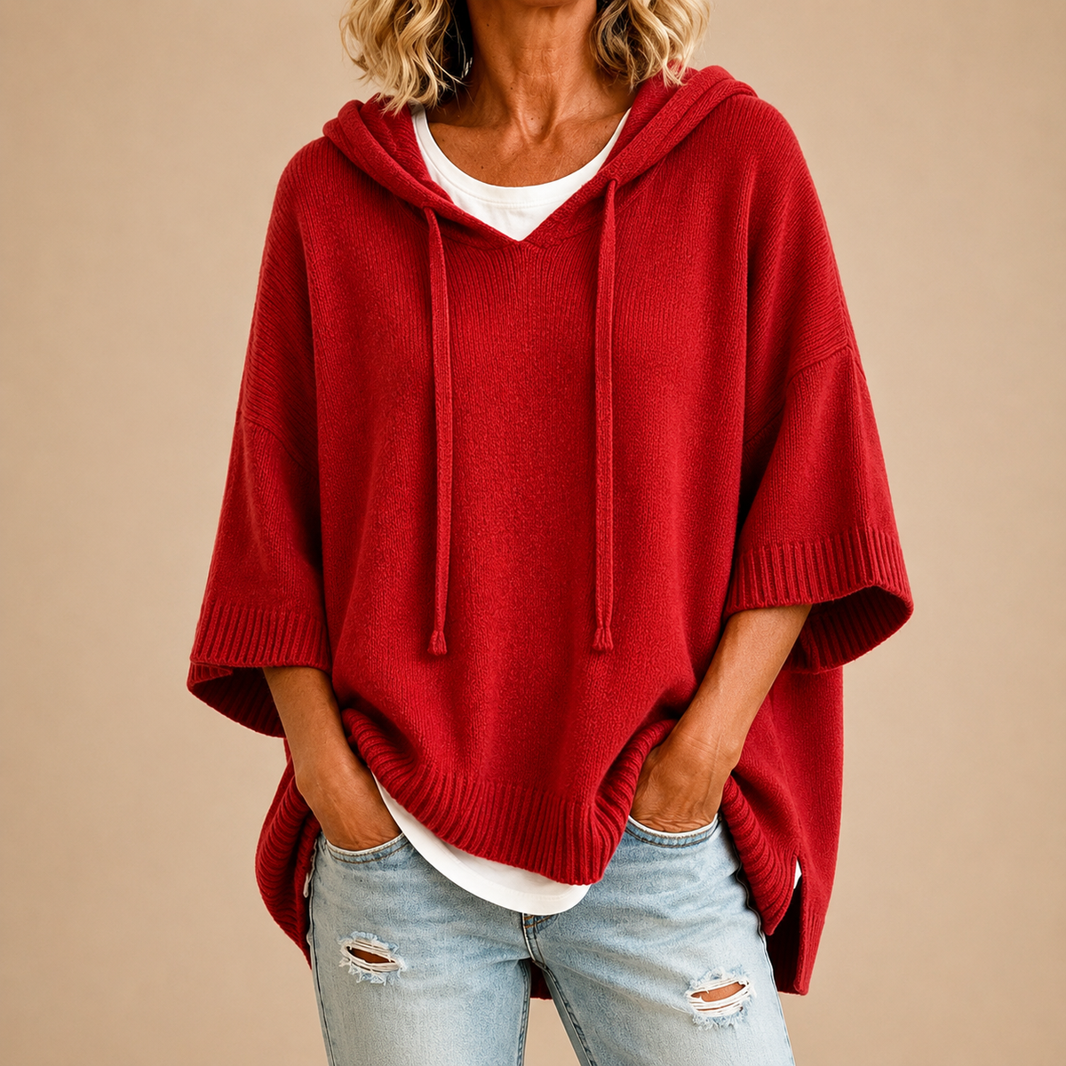 Lucille - Hooded Knit Poncho