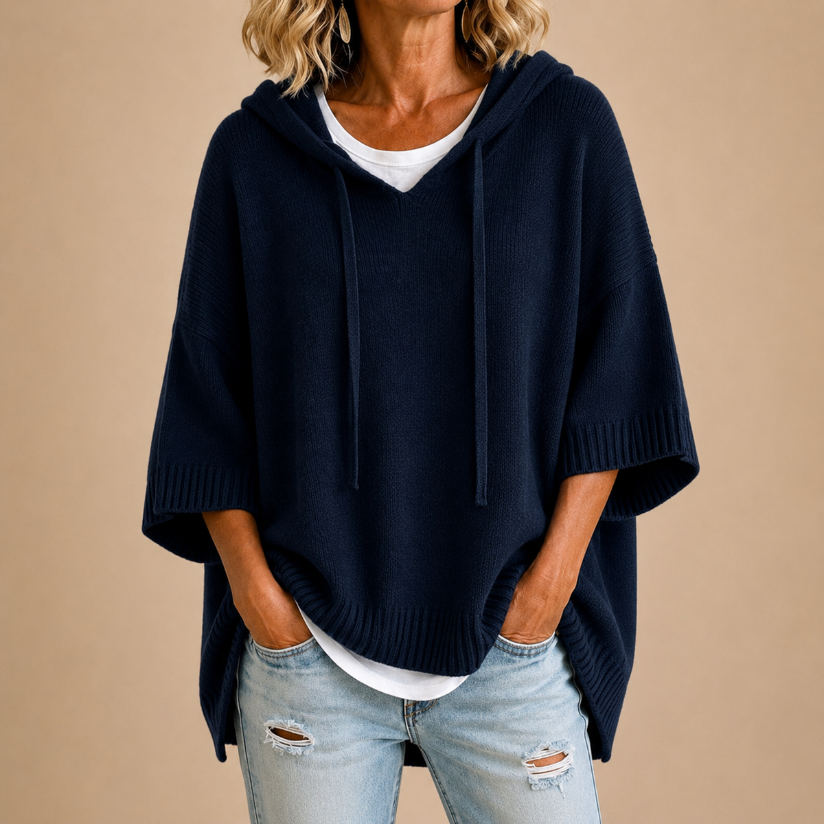 Lucille - Hooded Knit Poncho