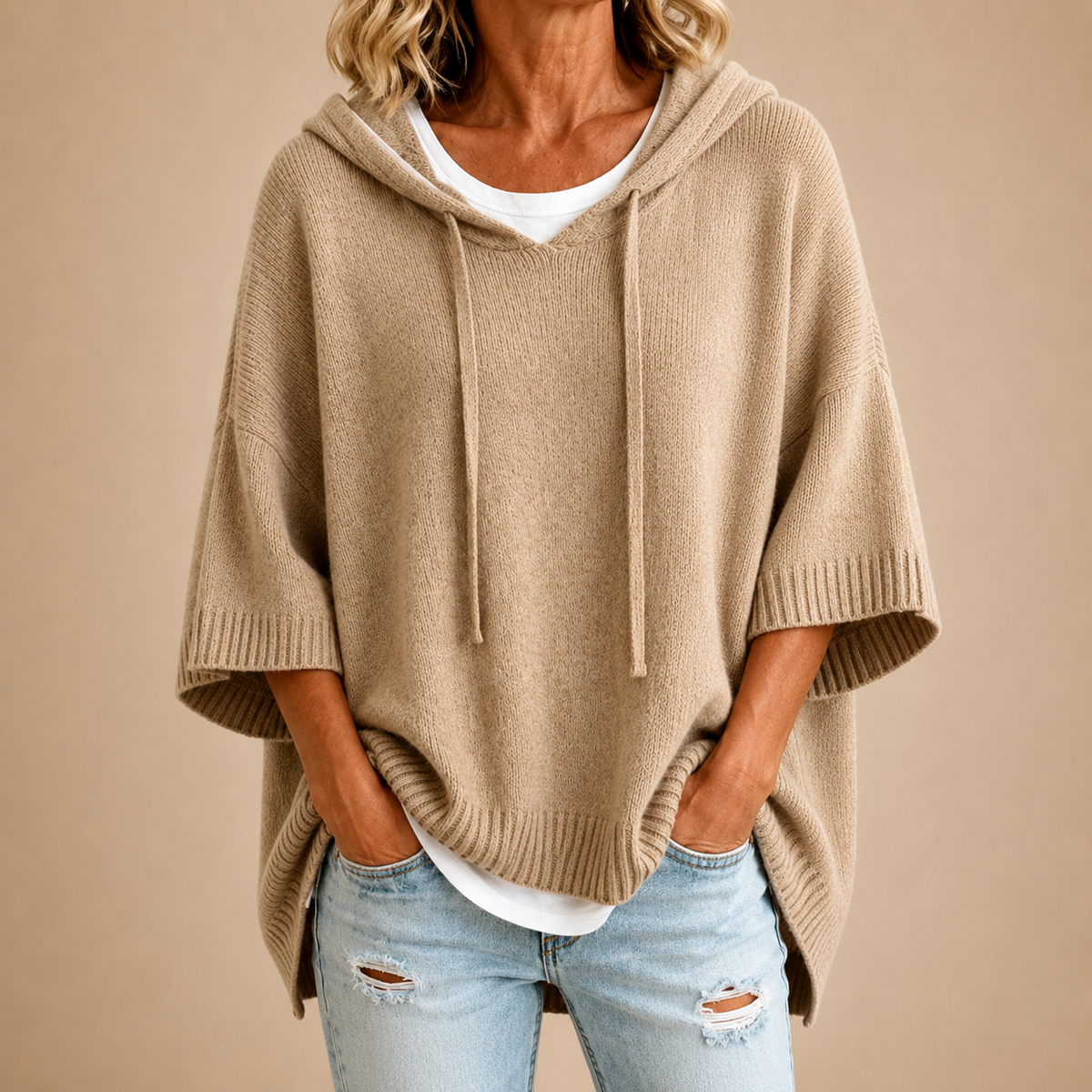 Lucille - Hooded Knit Poncho