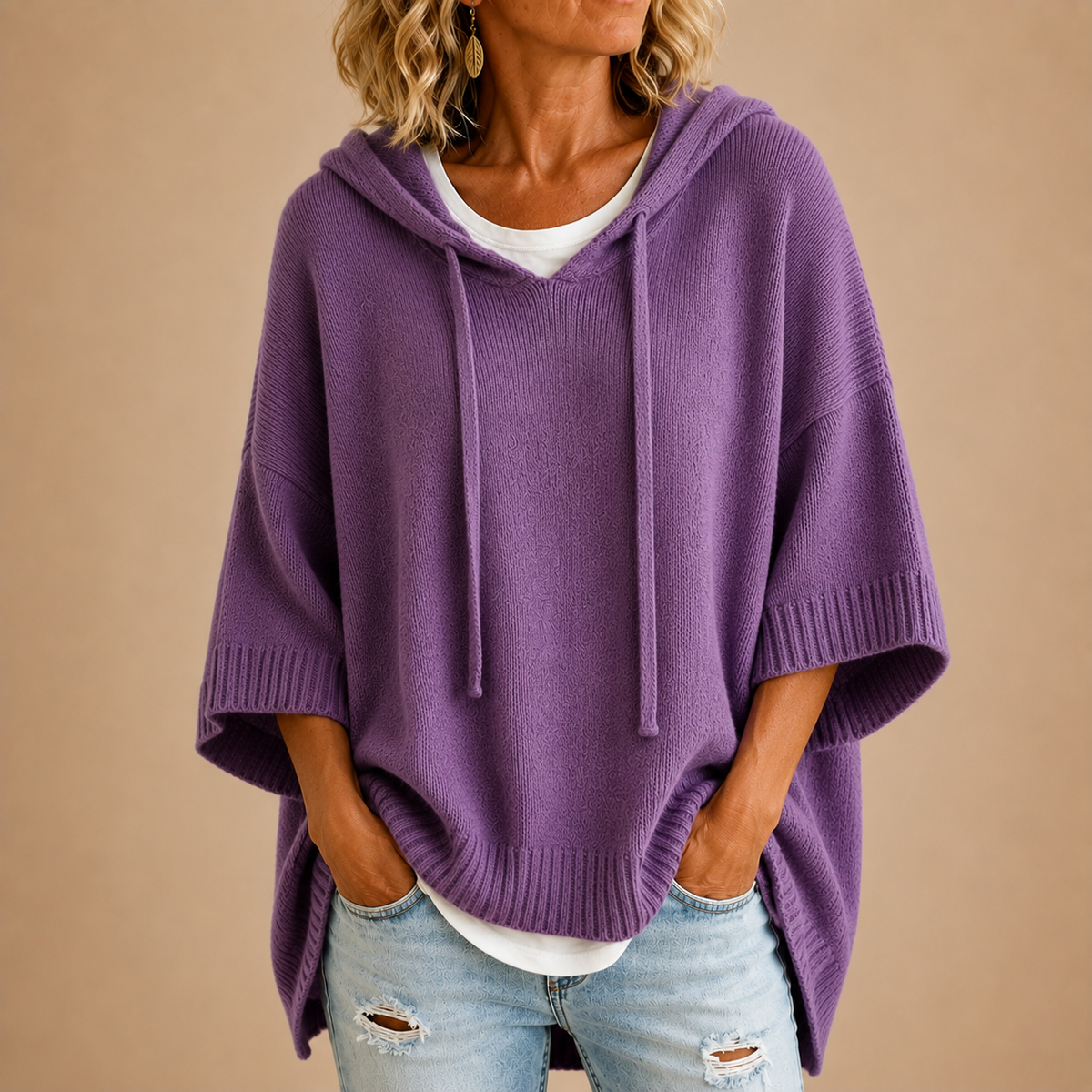 Lucille - Hooded Knit Poncho