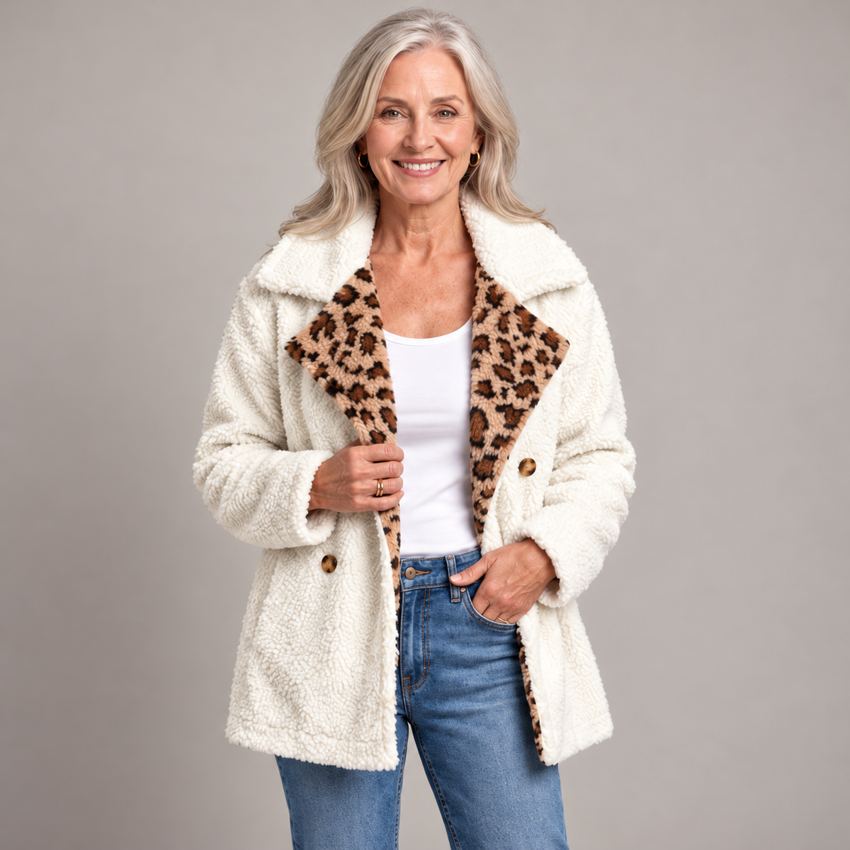 Lori Cozy Leopard Teddy Coat