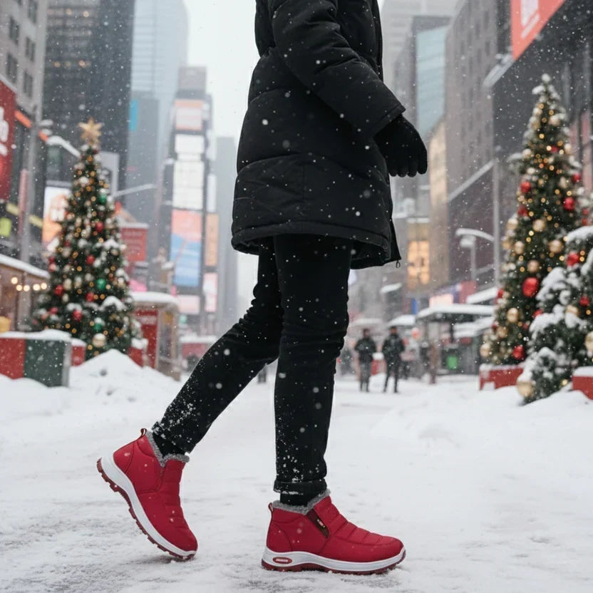 Kori - Quilted Waterproof Slip-On Ankle Boots Red