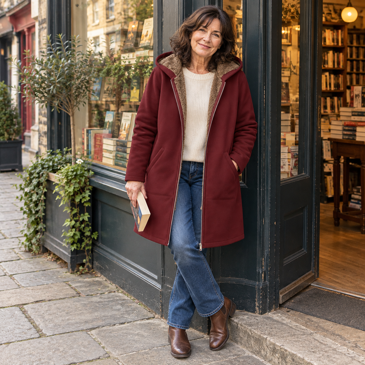 Evelyn™ | Cozy Sherpa-Lined Hooded Coat
