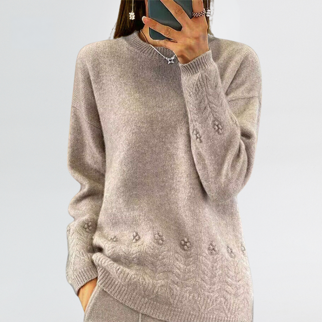 Alma | Scandinavian Floral Knit Sweater