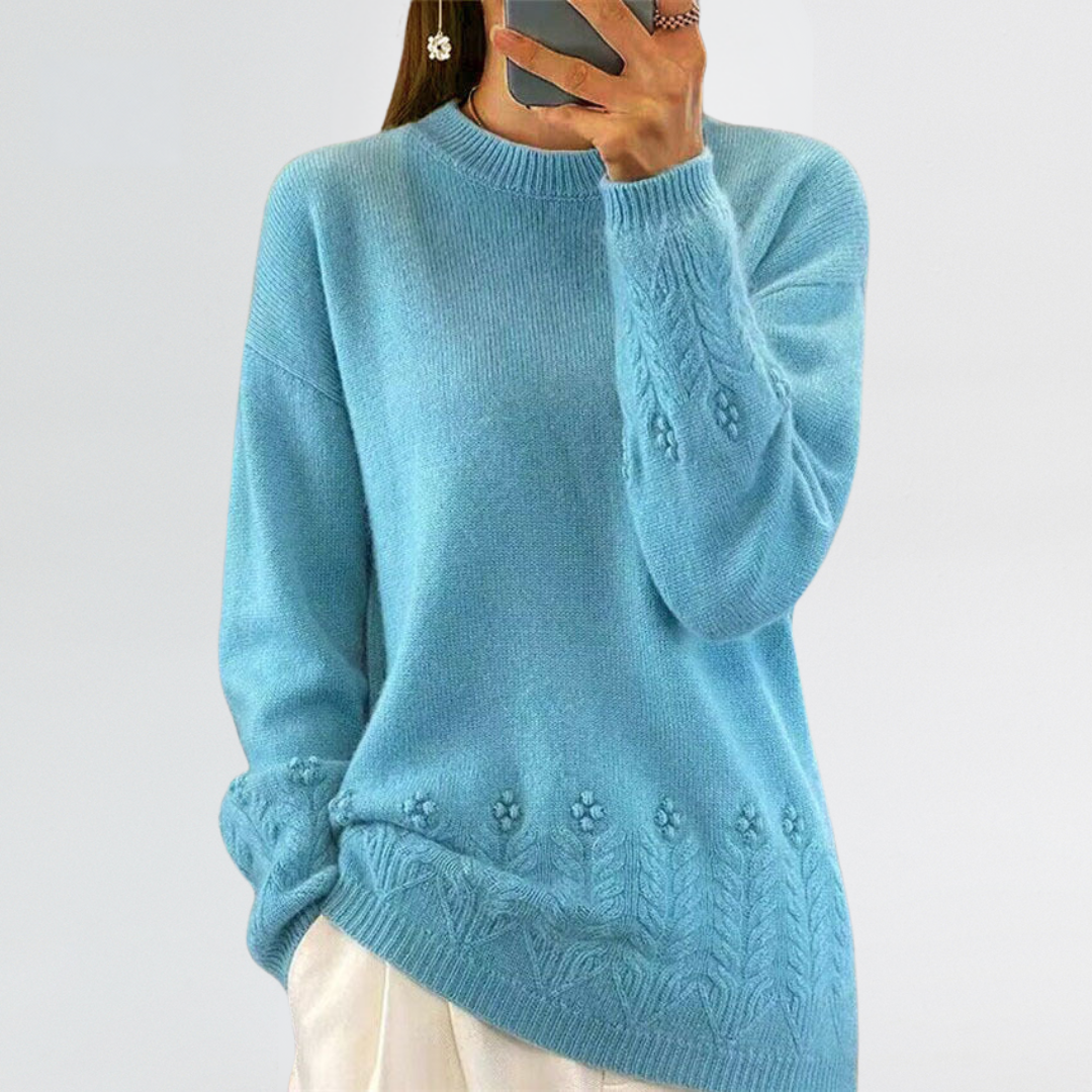 Alma | Scandinavian Floral Knit Sweater