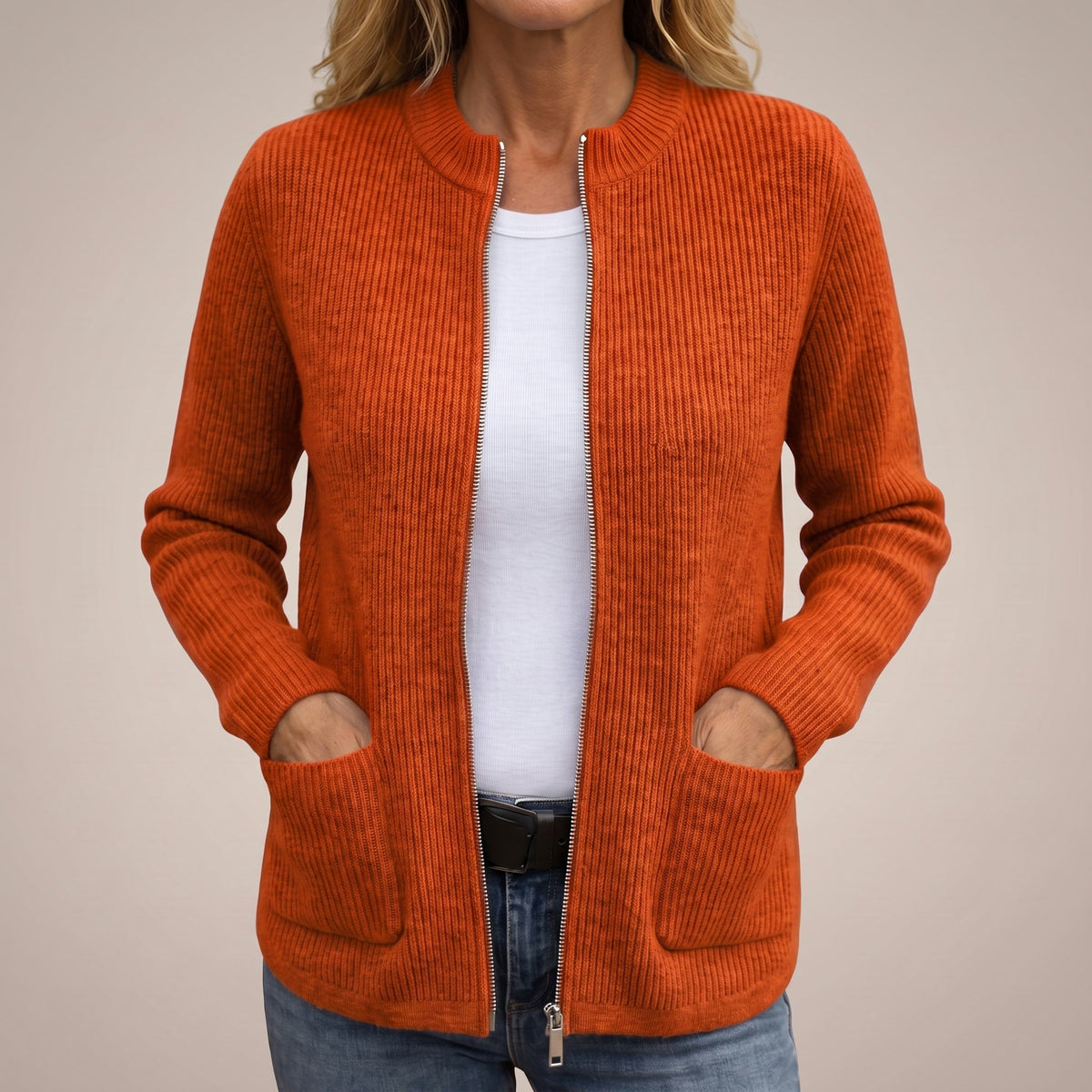 Anneke Cozy Zip-Up Cardigan with Deep Pockets