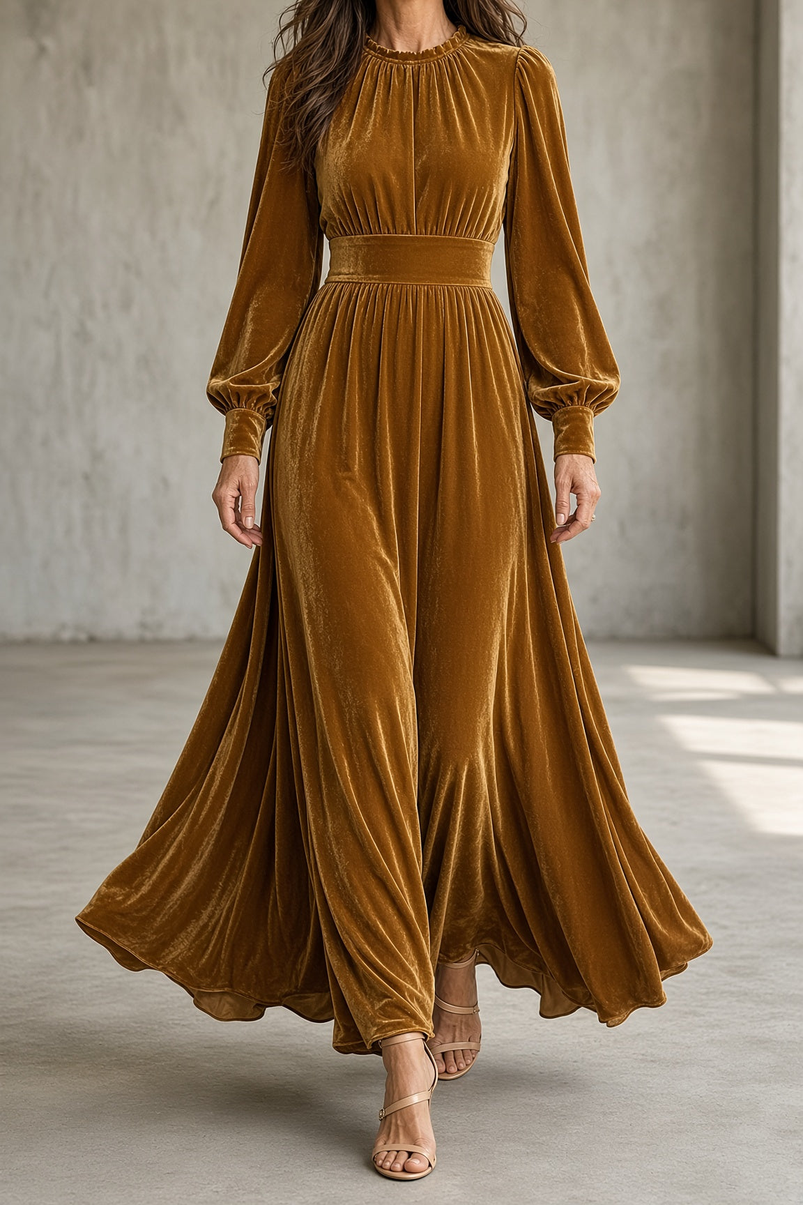 Rhea | Flowing Pleated Maxi Dress