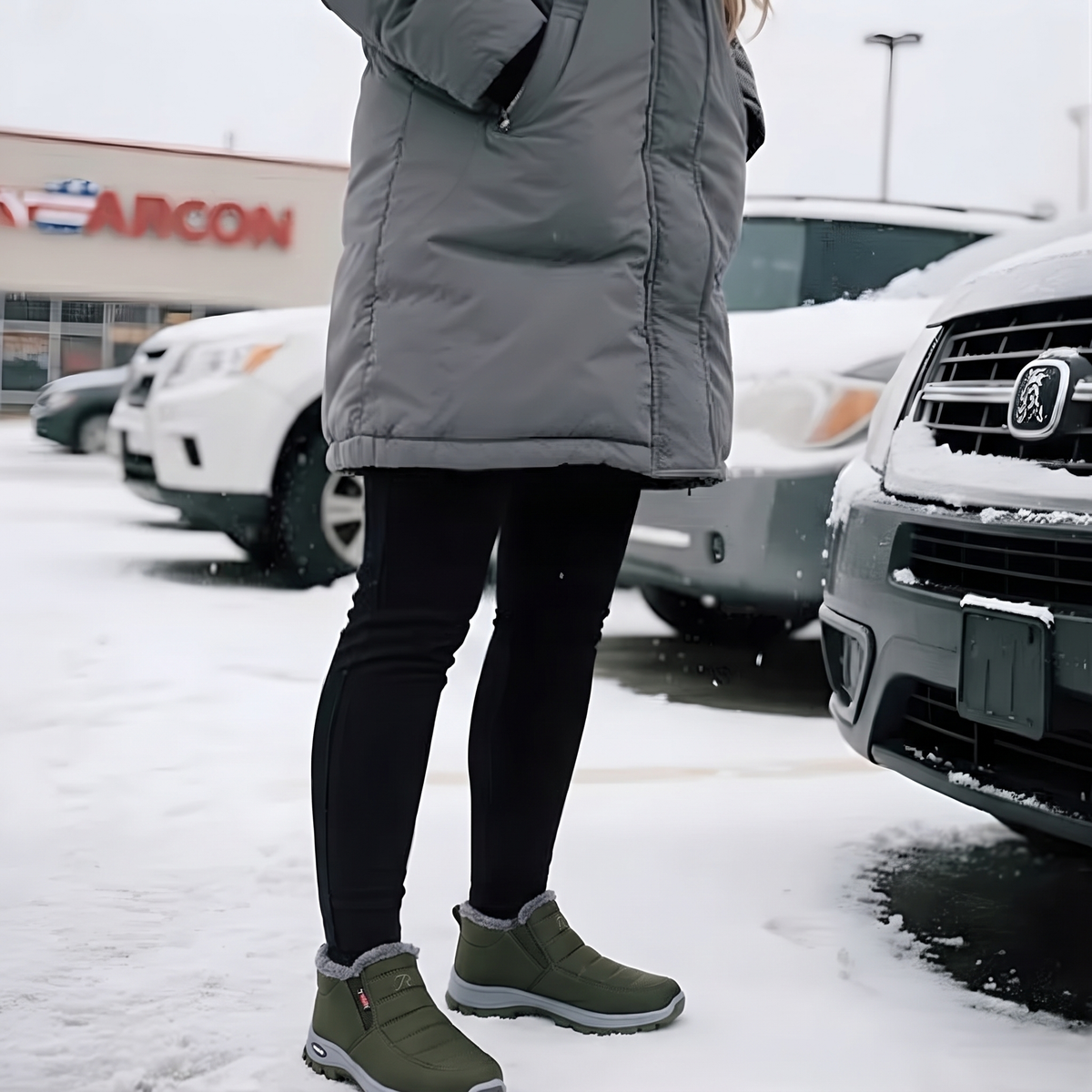 Ashlyn - Quilted Waterproof Slip-On Ankle Boots Green