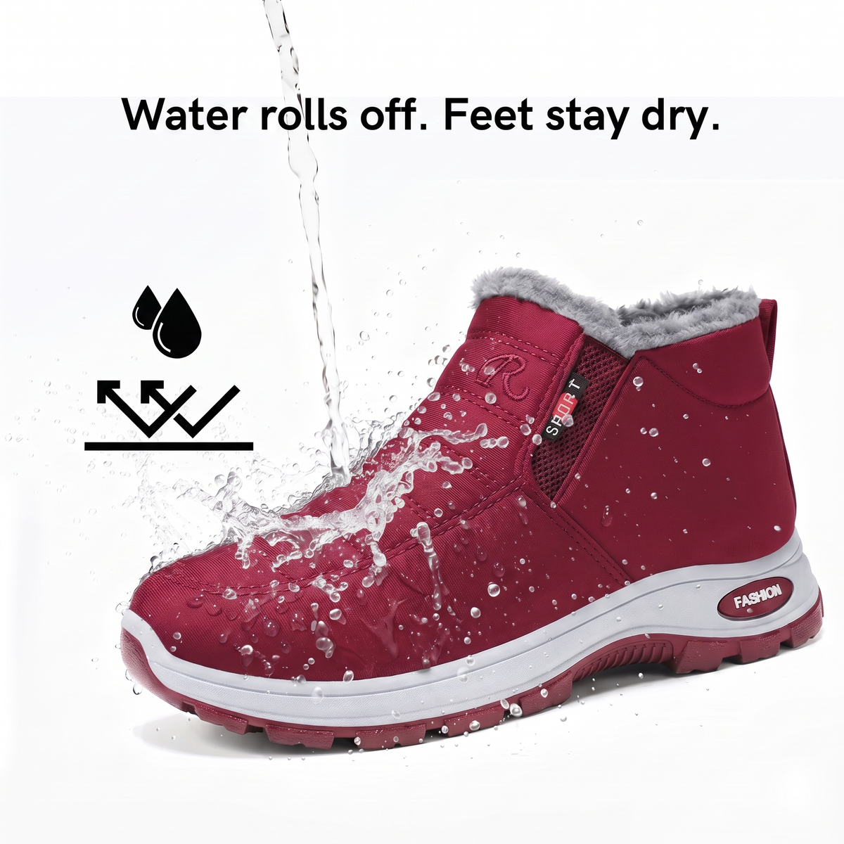 Kori - Quilted Waterproof Slip-On Ankle Boots Red