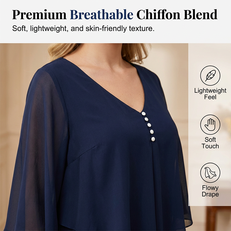 Elegant Layered Chiffon Midi Dress
