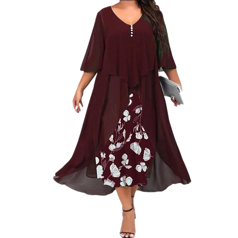 Elegant Layered Chiffon Midi Dress