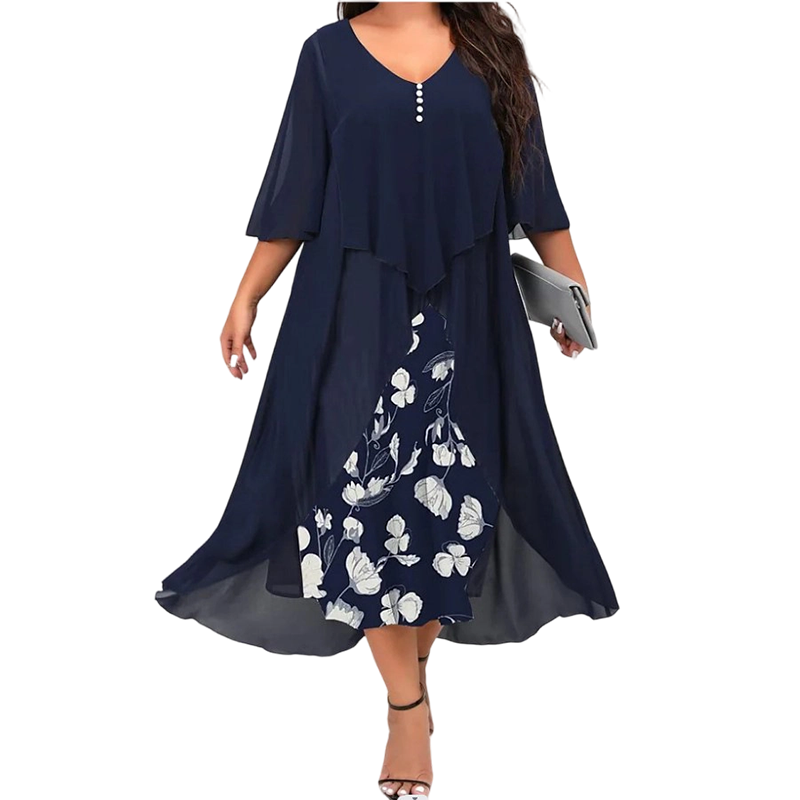 Elegant Layered Chiffon Midi Dress