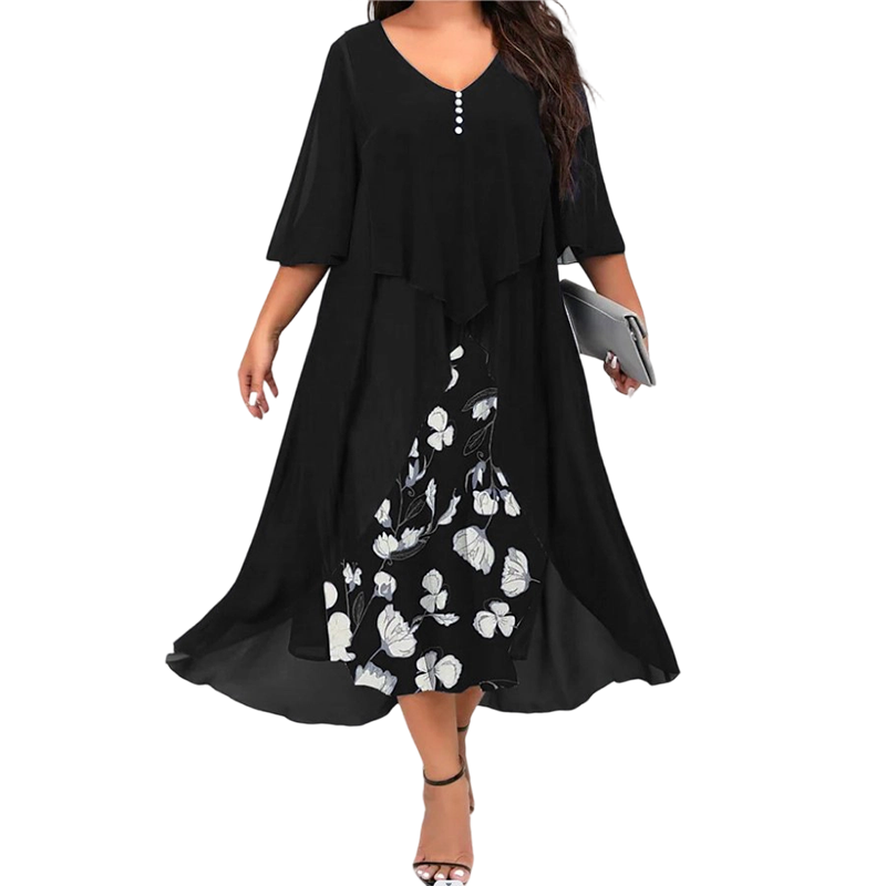 Elegant Layered Chiffon Midi Dress