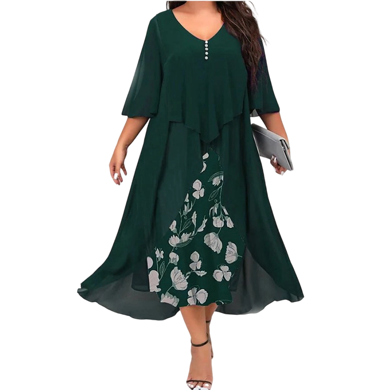 Elegant Layered Chiffon Midi Dress