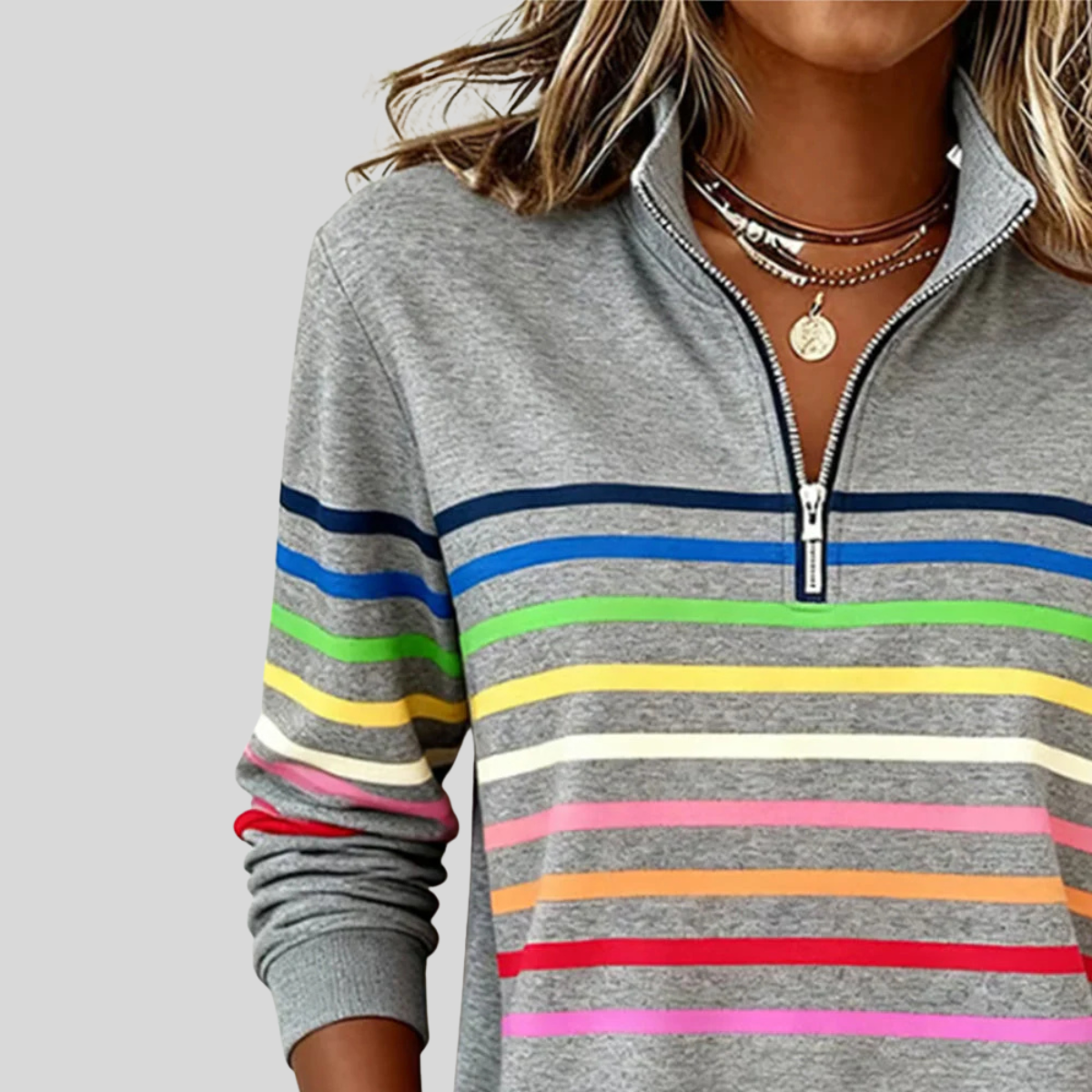 The Lena Striped Quarter Zip