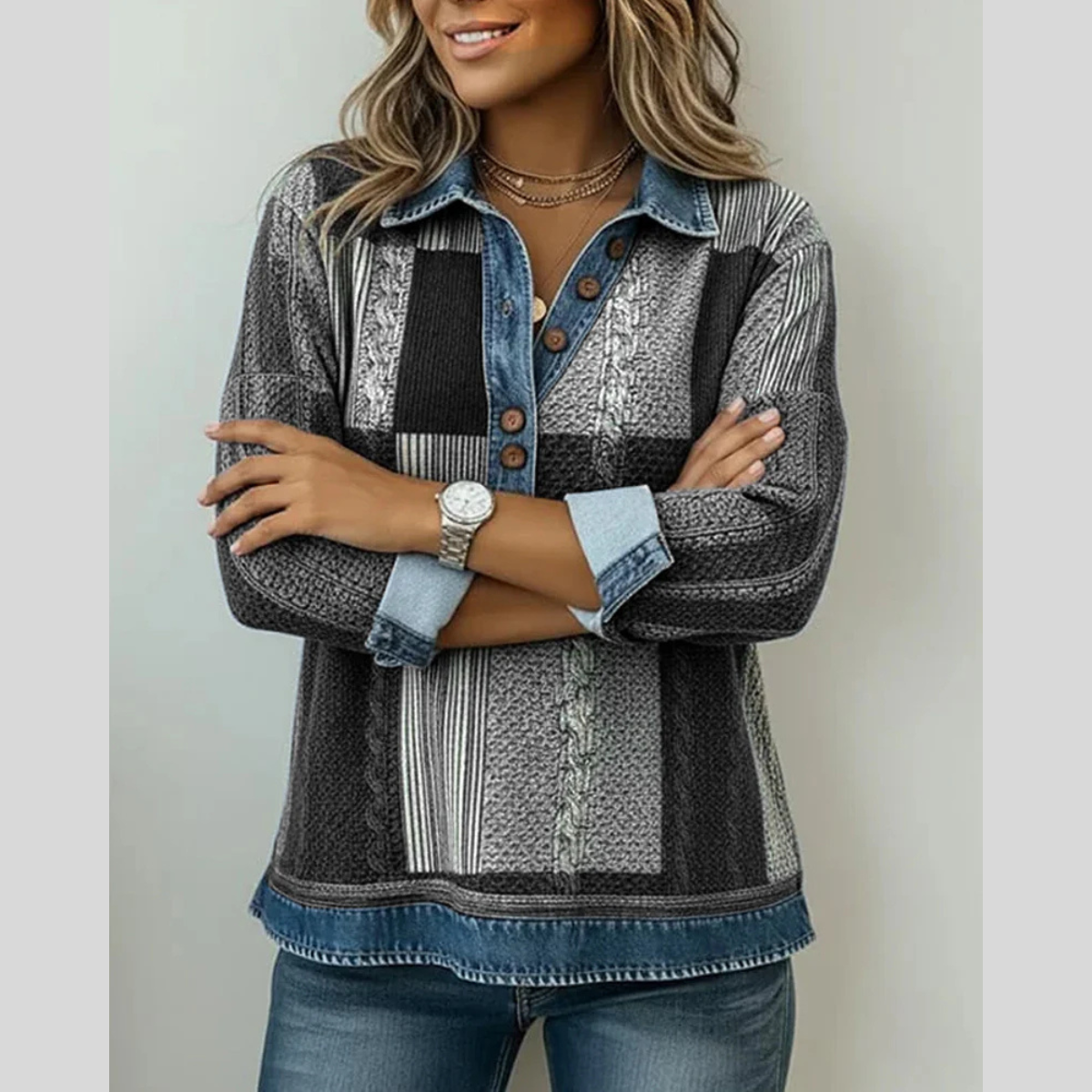 The Lucy Patchwork Collar Sweatshirt