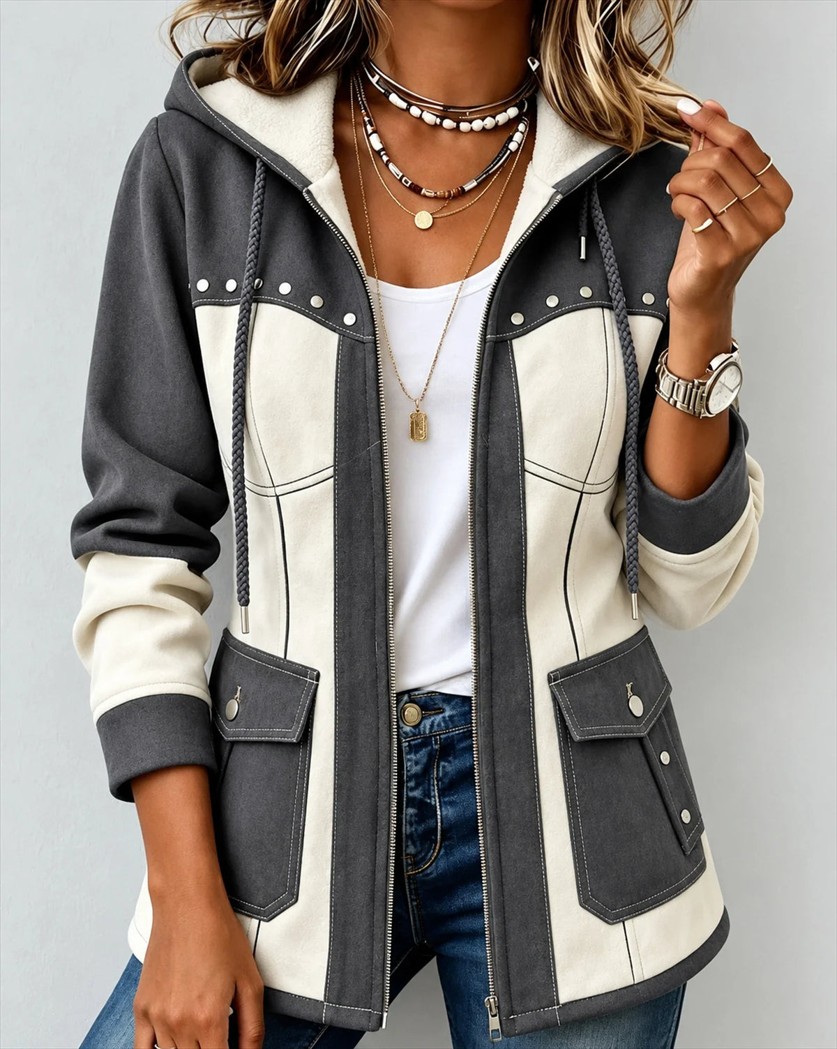 Véronique | Two-Tone Hooded Jacket